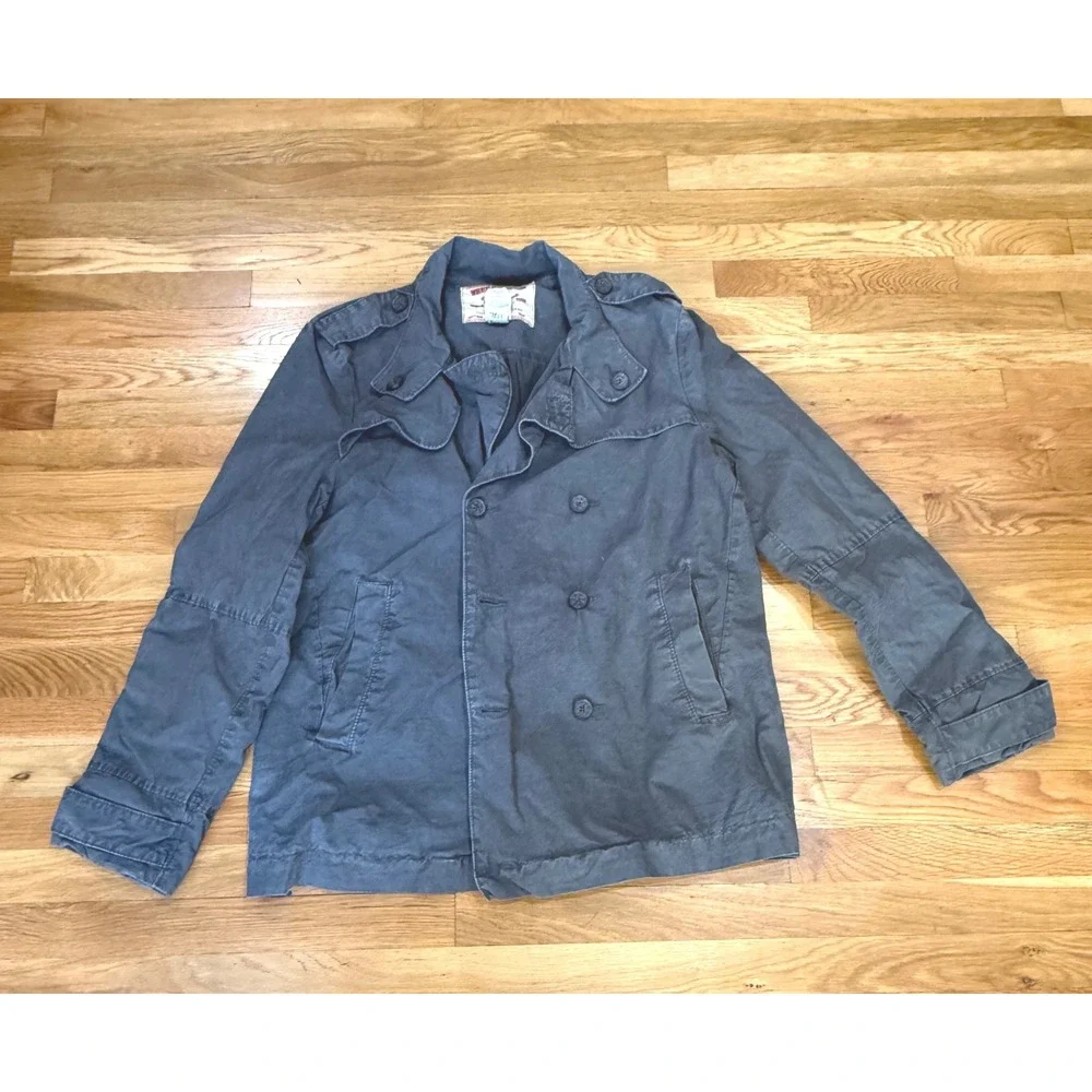 True Religion Mens‎ XXXL Slate Gray Cotton Double Breasted Peacoat